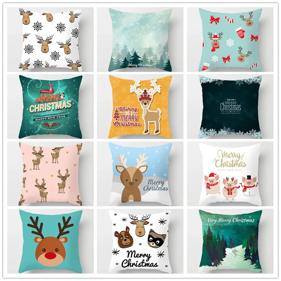 

45x45 Square Pillow Cover Cushion Case Toss Pillow Hidden Zipper Closure Pillows Christmas Style Pattern Pillowcase
