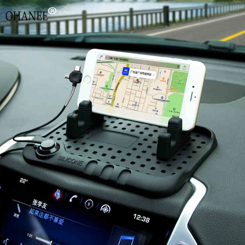 

OHANEE Silicone Mobile Phone Holder Car Dashboard Anti Slip Mat telefon case for iPhone X 7 8 Plus for Samsung android charger