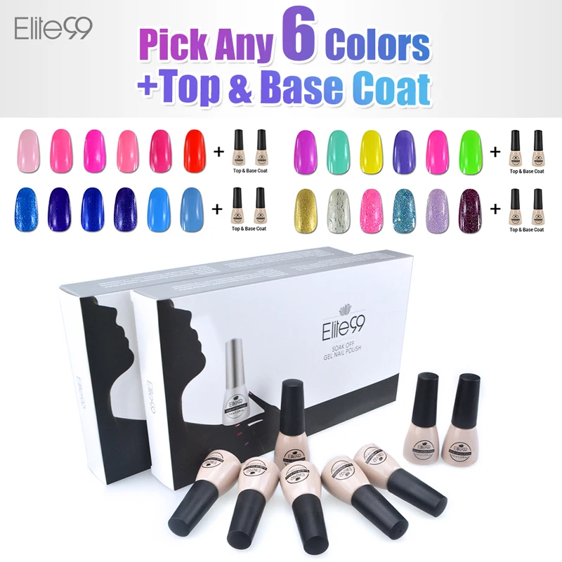 

Elite99 Charming Product Collection Any 6cs With Top & Base Coat Profeesional UV Gel Nail Manicure Gel Lacquer 7ML