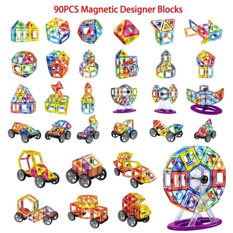 Koop 90 Stks partij Enlighten Bricks Educatief Bouwstenen Speelgoed 3D Magnetische Designer DIY Creatieve Model Blokken ABS Materiaal Kids Speelgoed
