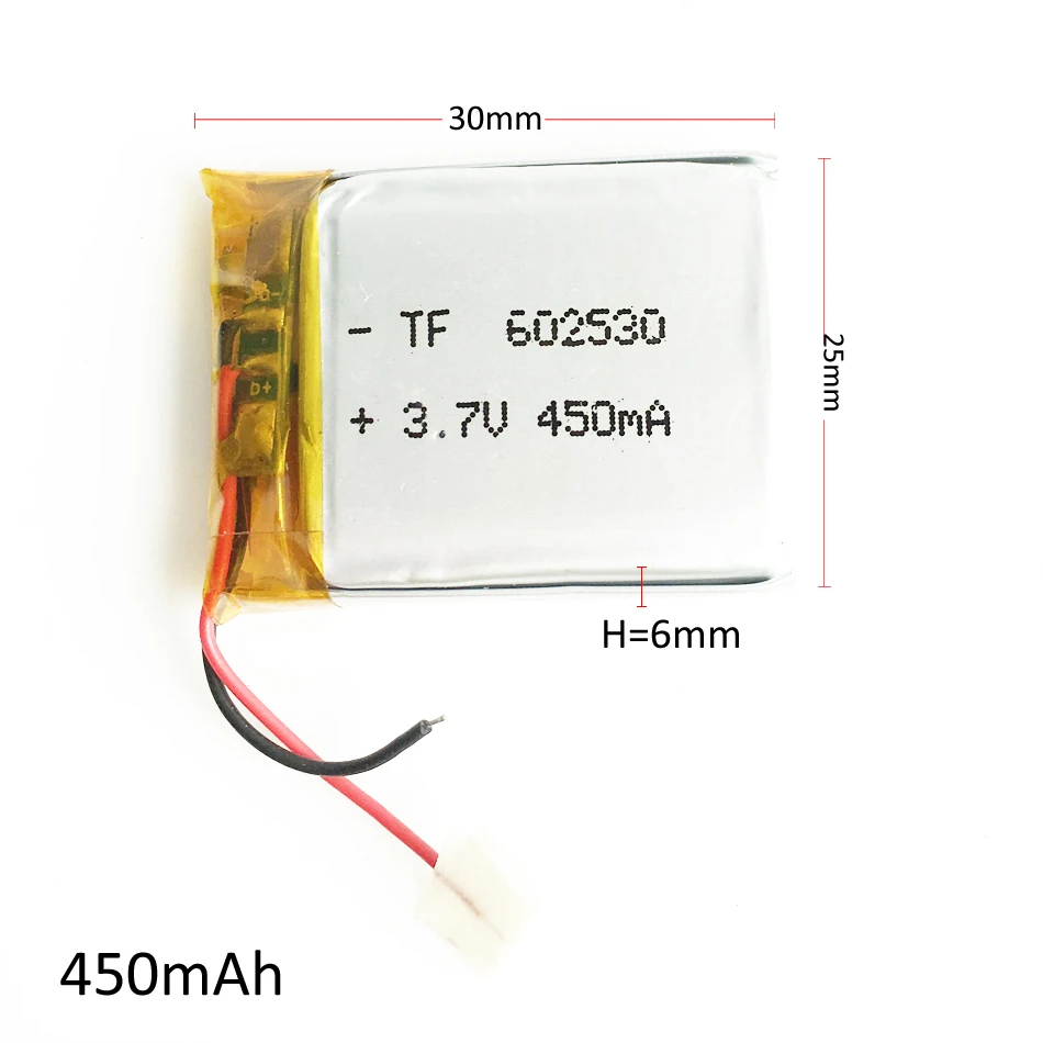 

3.7V 450mAh Lithium Polymer LiPo Rechargeable Battery cell For Mp3 MP4 MP5 PAD DVD E-book bluetooth headset smart watch 602530