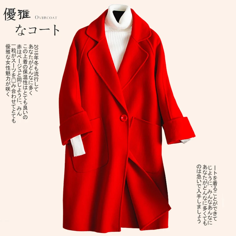 New Spring Autumn Fashion Cocoon Shape Wool Coat Women Loose Thin Single Button Coats Outerwears Double-sided Woolen Tops Mw427 New Spring Autumn Fashion Cocoon Shape Wool Coat Women Loose Thin Single Button Coats Outerwears Double-sided Woolen Tops Mw427