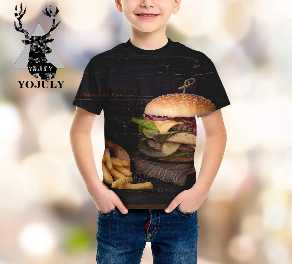 YOJULY/много вкусных продуктов питания для маленьких мальчиков и девочек, подростков, детская одежда с 3d принтом детская футболка Лидер продаж, модные футболки Modis, A198