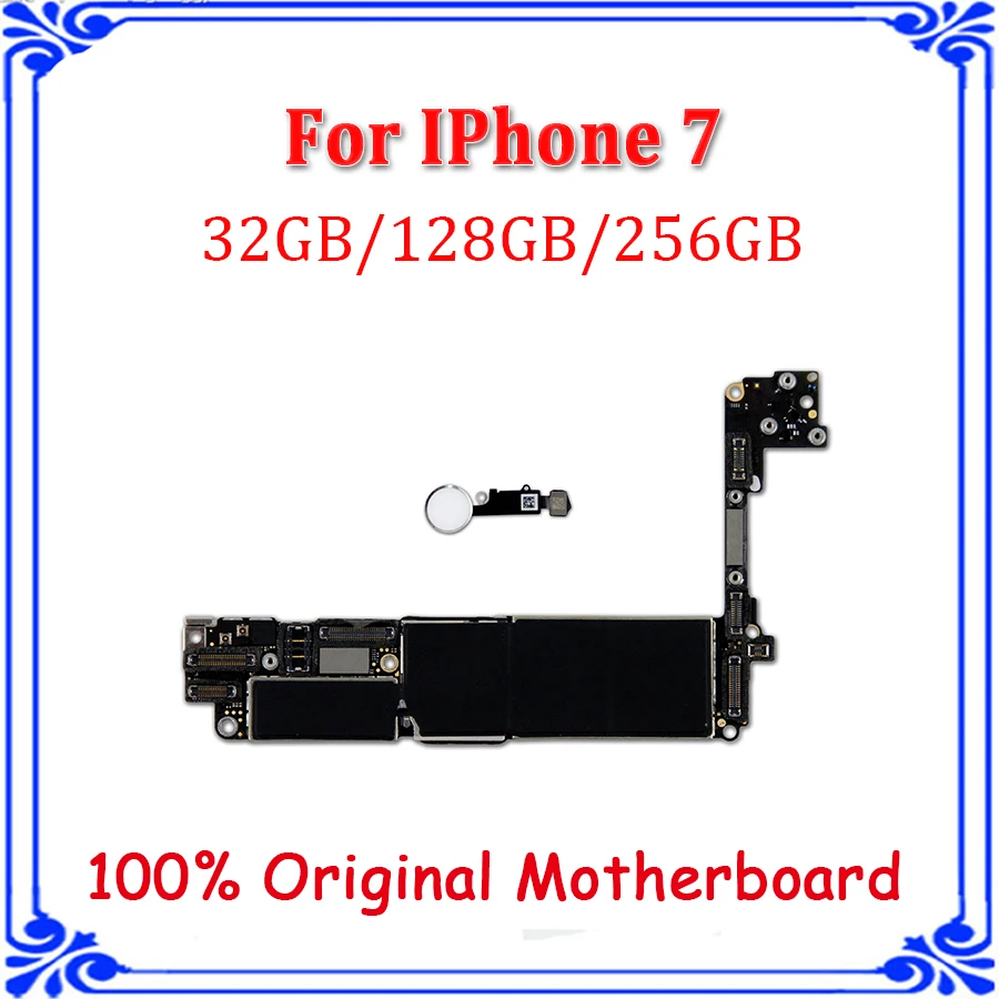 

32G/128G/256G for iphone 7 4.7inch Motherboard with touch ID Home Button Full Unlocked Logic boards 100% Good Working