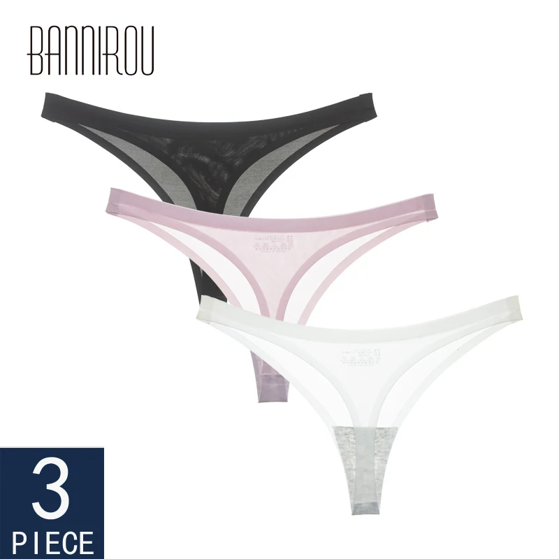 

Woman Underwear Sexy Seamless Sports Panty Female T-back Solid Soft G-string Thong For Woman Underwear Sexy New 3 Pcs BANNIROU