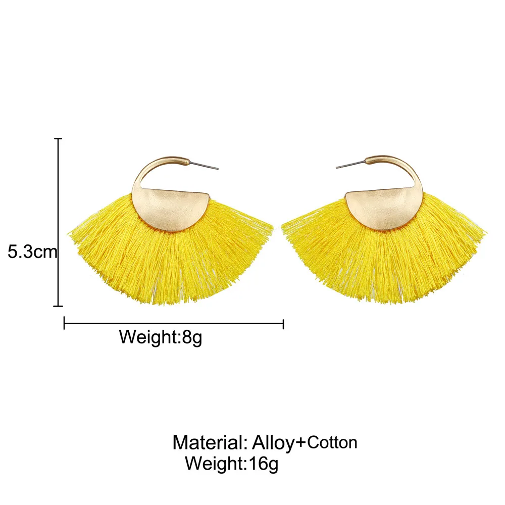 Fashion 2018 Sector Tassel Earrings For Women Gold Color Drop Earring Yellow Red Blue White Bijoux Femme Statement Jewelry New
