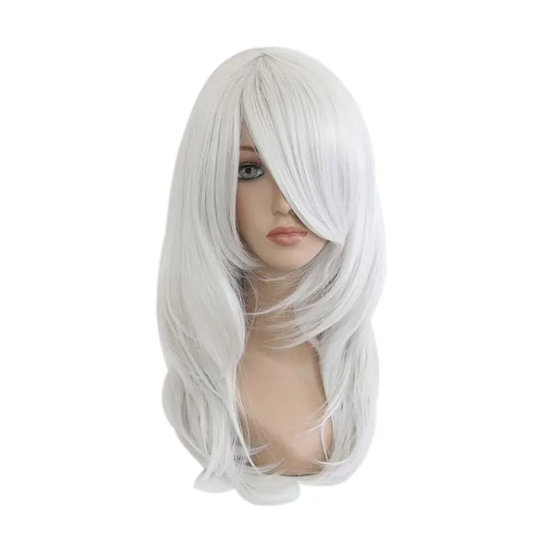 

MCOSER 55cm Medium Synthetic Wavy Silvery White Red 4 Color Cosplay Costume Wig 100% High Temperature Fiber Hair WIG-058