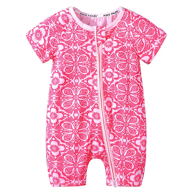 

Fancy Cotton Baby Girl Clothes Romper Wholesale Pink Floral Jumpsuit Best Gifts for Newborn