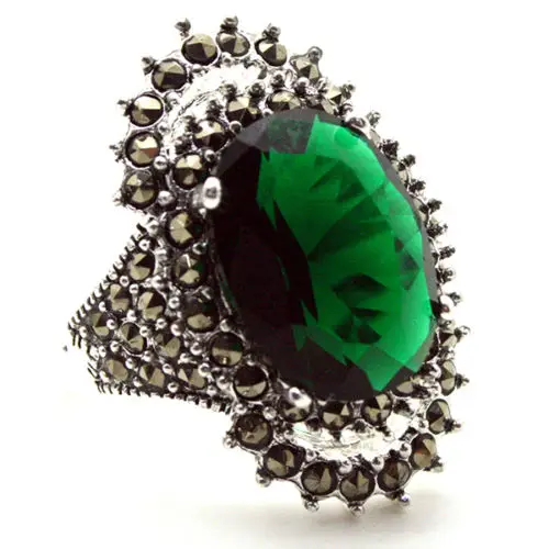 

17*29mm VINTAGE MARCASITE 925SILVER RING SIZE 7/8/9/10