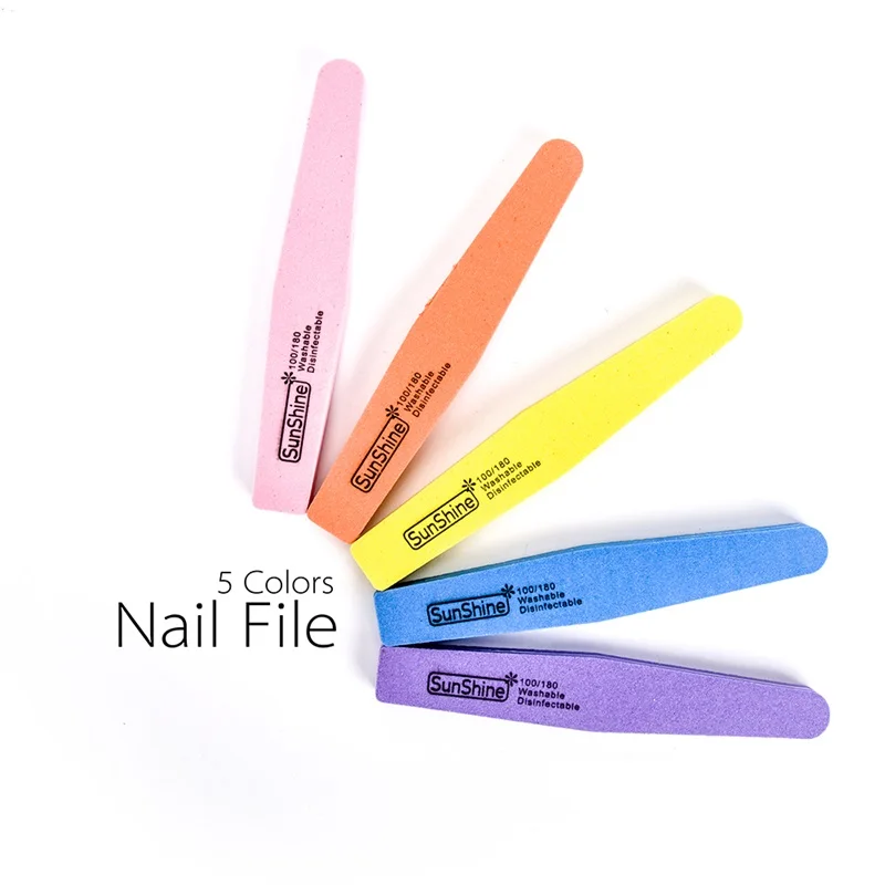 

5pcs/lot high quality 100/180 Double Side Diamond Fancy Nail File Buffer Sanding Washable Manicure Tool
