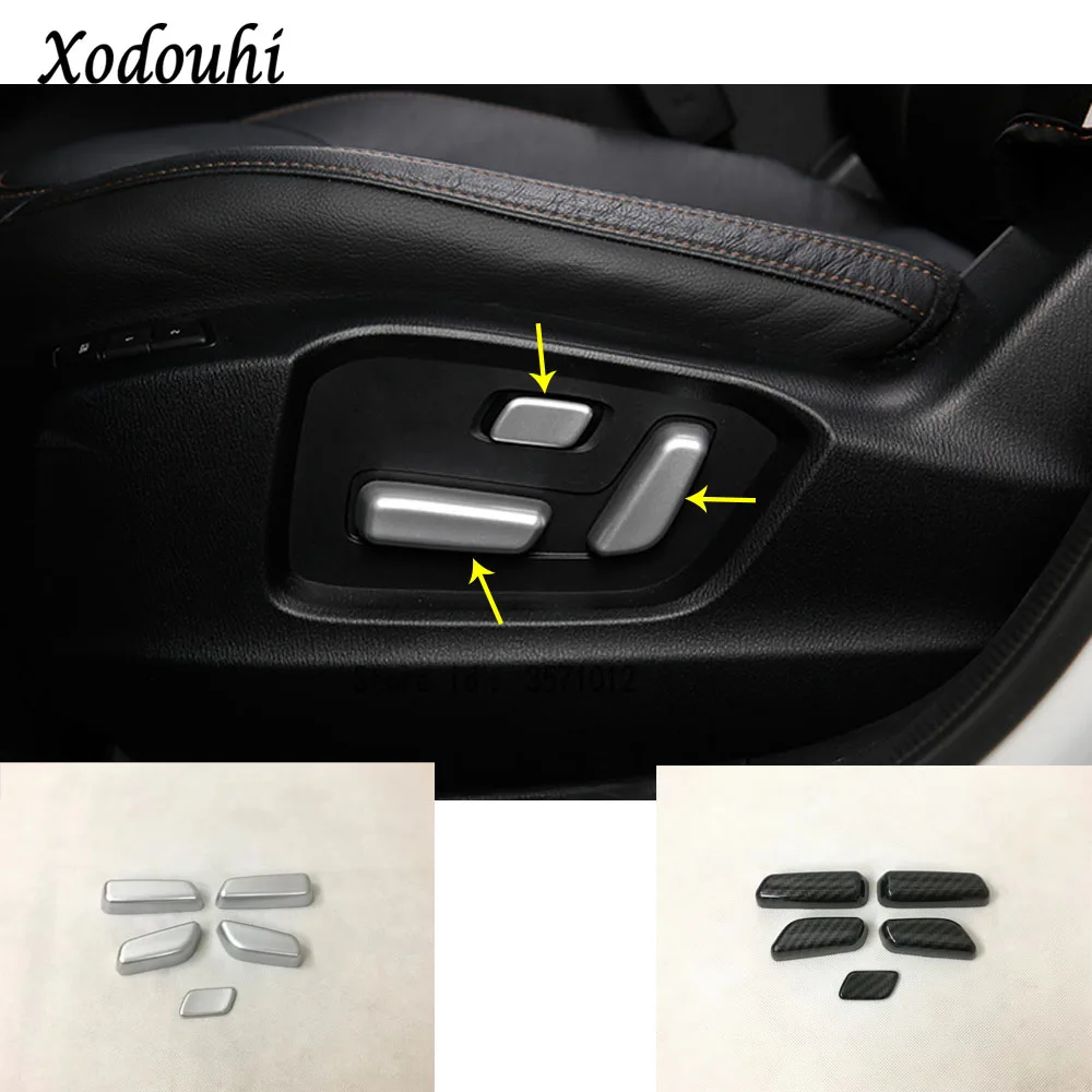 

Car styling ABS Chrome/Carbon fiber seat adjustment knob button switch trim hoods part 6pcs For Mazda CX-5 CX5 2nd Gen 2017 2018