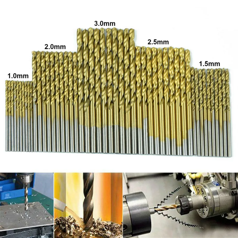 99 шт титановые сверла из быстрорежущей стали с покрытием 1,5 мм-10 мм из нержавеющей стали, набор быстрорежущих Сверл из быстрорежущей стали для электрических сверл
