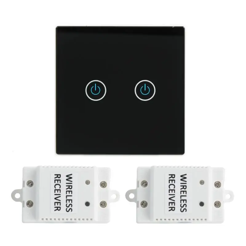 

Wireless Remote Control Touch Switch Wall Panel Receiver Home Wireless Remote Control Light Switches White Black Z35