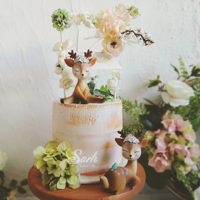 Romantique Belle Sika Cerf Fleur Arc Gateau Decorations Decorations De Fete D Anniversaire Pour La Cuisson Cadeaux Mignons Aliexpress