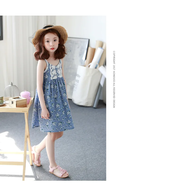 little teenage girls cute dress floral printed kids sundress sleeveless kids princess dress summer 2017 children dress clothing (11)