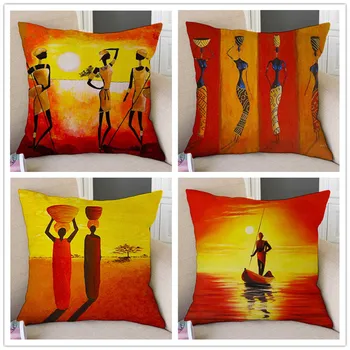 

Abstract Africa Oil Painting African Lifestyle Sofa Decorative Pillow Case Beautiful Living Room Exotic Decoration Cushion Cover