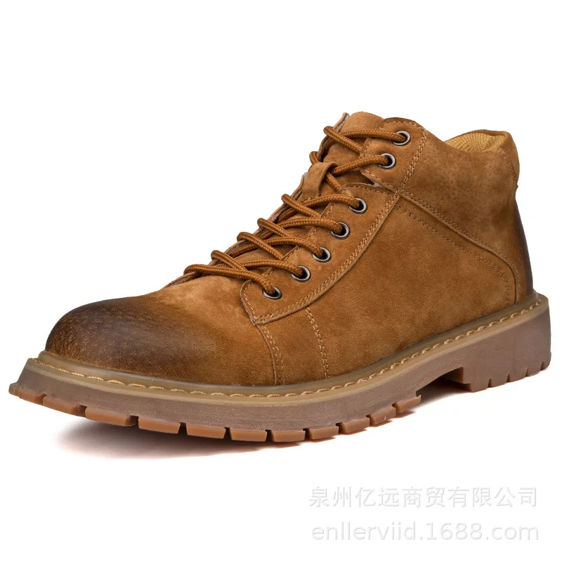 Genuine Leather Men Boots Autumn Winter Ankle Boots Fashion Footwear Lace Up Shoes Men High Quality Vintage Men Shoes