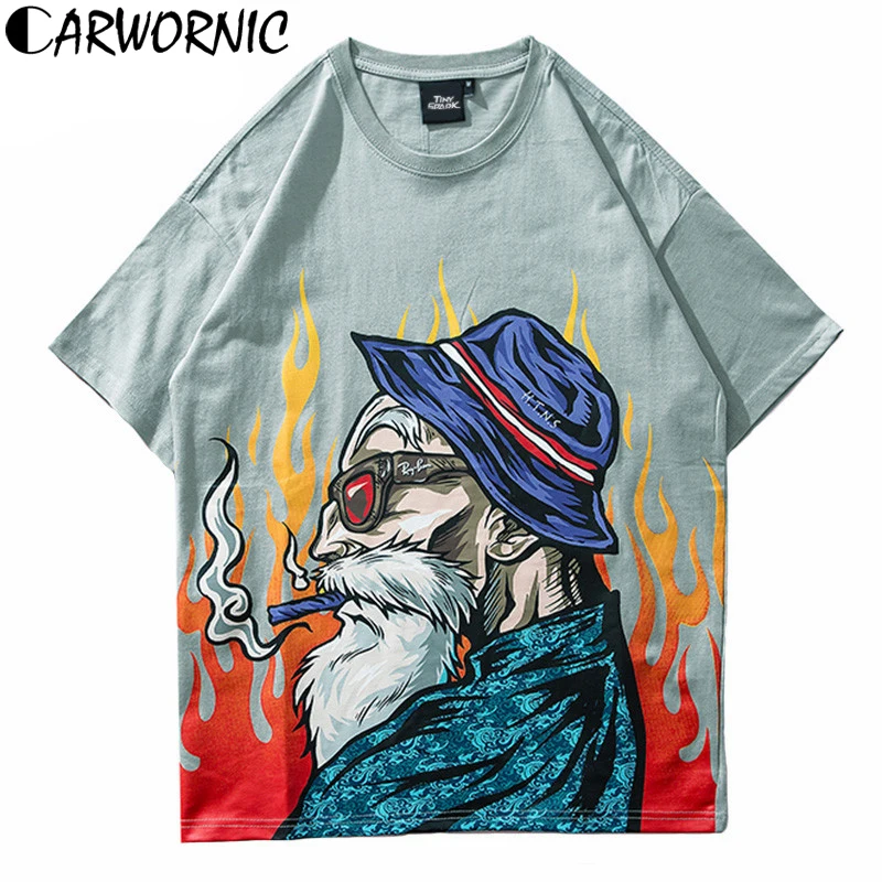CARWORNIC мультфильм Dragon Ball Футболка мужская хип хоп японский Харадзюку Стиль Мастер