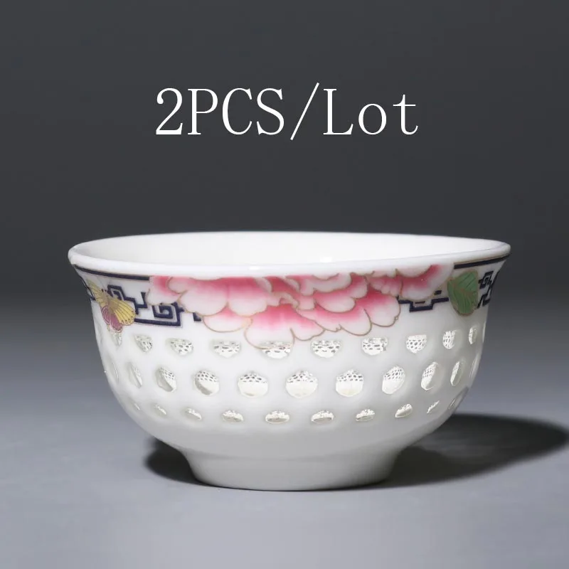 2 шт./лот керамический фарфор Jingdezhen полые чайные чашки Посуда для напитков офисные чайные церемонии мастер маленькие чаши пуэр чайные чашки чайная посуда чашка - Цвет: F2pcs