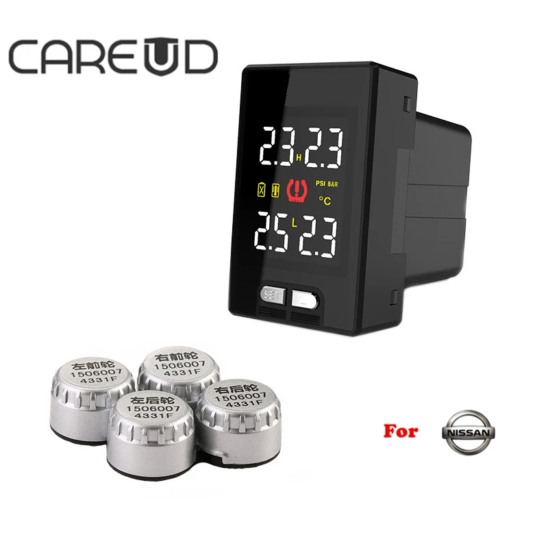 CAREUD TPMS U912 для Nissan шин давление 4 внешний мини датчик автосигнализации самоустановка беспроводная система контроля давления в шинах