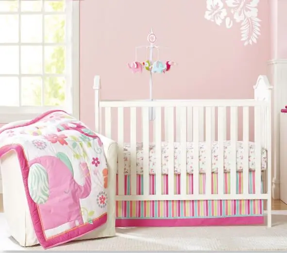 Forest Animals 3 Piece Baby Crib Bedding Set, pink, green, blue for boy and girl