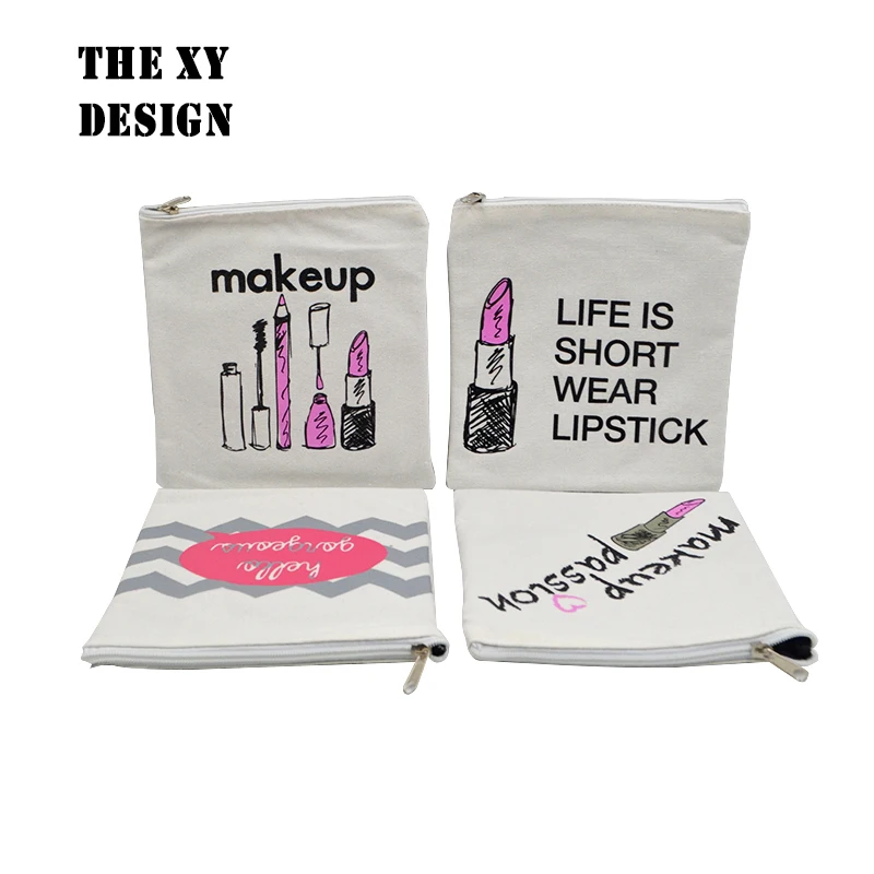 The xy design Big Size Canvas Travel Cosmetic Bags Large Capacity Make