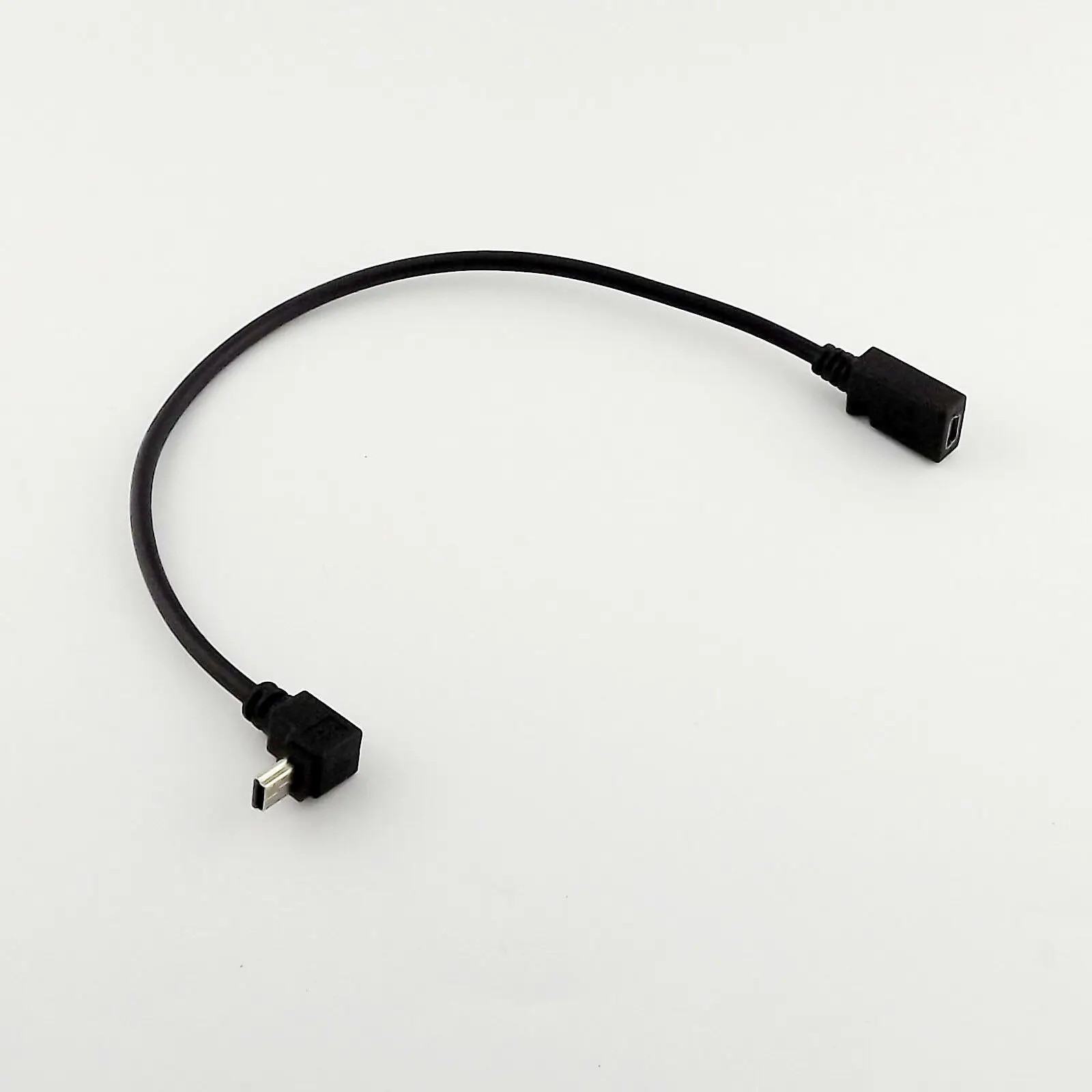 

10pcs Black Mini USB 5 Pin Female To Male UP Direction Angle Extension Data Adapter Cable 25cm