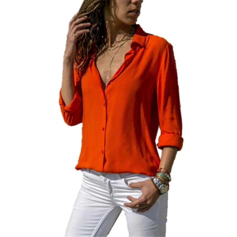  Work Wear White Blouse Tops Plus Size Long Sleeve V-Neck Formal Elegant Ladies Shirts 2019 Autumn C