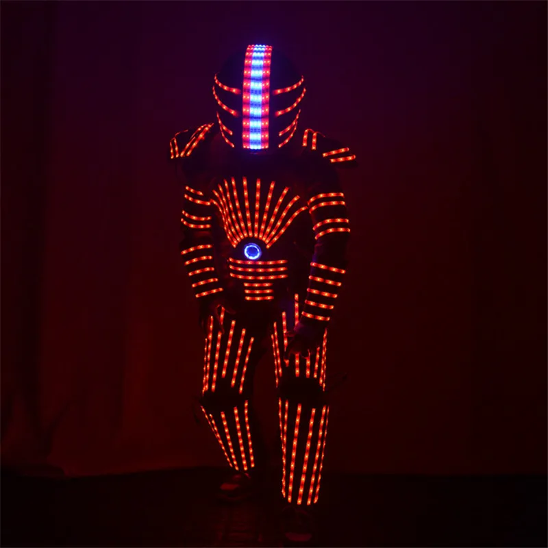 

P25 Party dance led robot suit RGB colorful light armor outfits disco wears stage show luminous clothe dj dress helmet perform