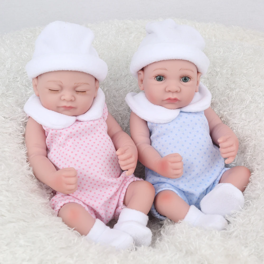 

KAYDORA 10 inch 25cm Full Silicone Reborn Baby Dolls Bebe Alive Lifelike Mini Twins Real Dolls Realistic Toys Bath Playmate Gift