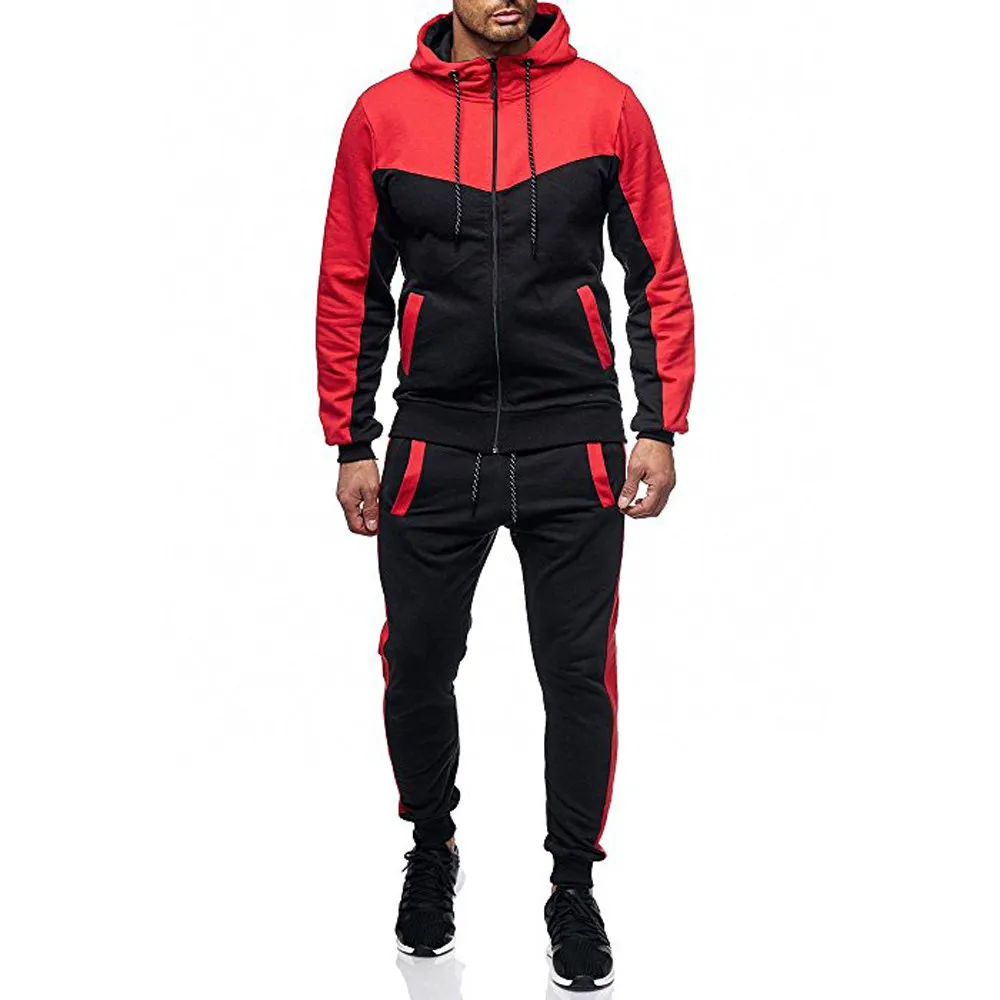 Feitong Men Tracksuit Autumn Winter Packwork Sweatshirt Top Pants Sets Sports Suit Tracksuit Ropa Deportiva Hombre Tracksuit Men