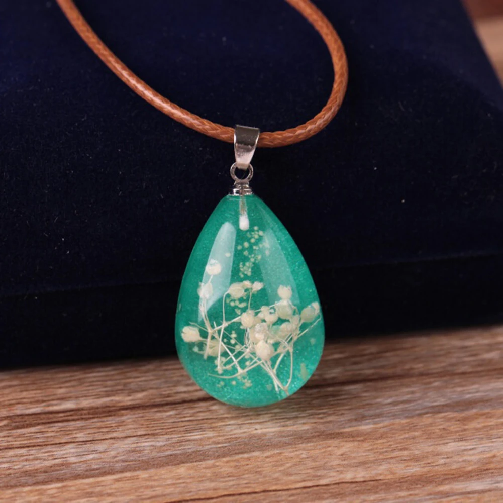 

Bluelans Glow in The Dark Dried Flower Teardrop Pendant Necklace Women Xmas Gift Jewelry