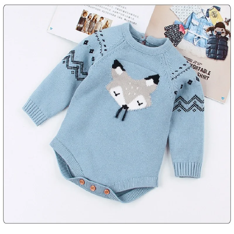 

Children's sweaters autumn and winter baby boys girls long-sleeved one-piece triangle hawaii fart sweater rompers