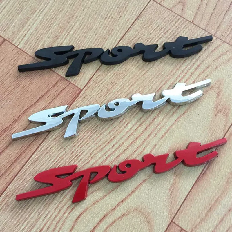 

New Metal 3D Chrome Silver / Black/Red Auto Car Trunk Racing SPORT Word Letter Logo Emblem Badge Decal Sticker Car Styling