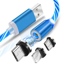 ТПЭ течёт светодиодный индикатор 1 м Магнитный кабель для синхронизации данных Магнитный кабель для зарядного устройства usb type C кабель Micro USB кабель для iphone