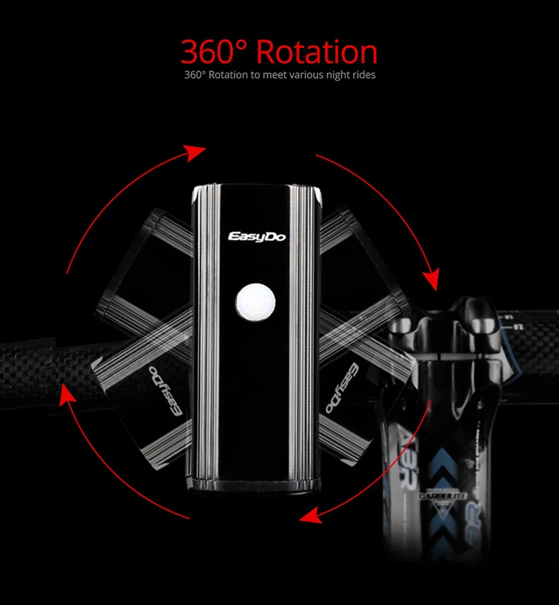Easydo EL-1110 двойной XPG светодиодный фар сплав Корпус 4400 мА/ч, Батарея 1000 люмен 360 градусов вращение Велосипедное освещение спереди Фонари