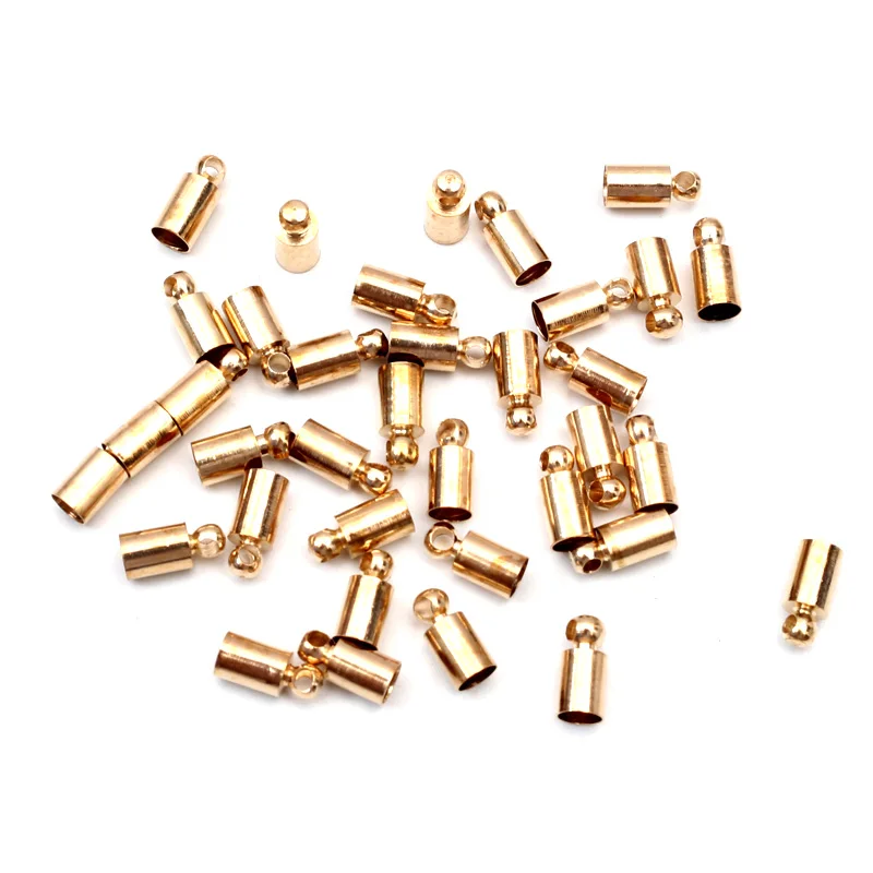 

100Pcs Rose Gold Metal Jewelry Findings Beads End Caps Connectors For Jewelry Making Accessories Diy For 3.5mm Leather Cord