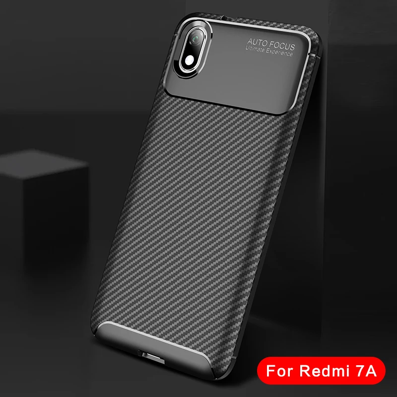 Чехол для Xiaomi Redmi 7A мягкий силиконовый чехол противоударный из углеродного