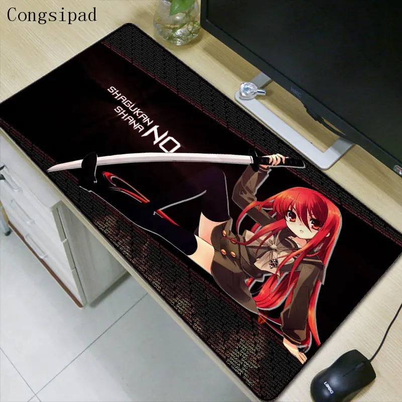 Congsipad Japan Anime Girl Gaming Mouse Pad Black Locking Edge Desk Keyboard Mouse Mat Rug Large Game Mousepad Gamer for CSGO