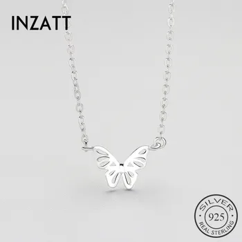

INZATT Romantic Real 925 Sterling Silver MInimalist Butterfly Choker Pendant Necklace For Women Anniversary Party Fine Jewelry