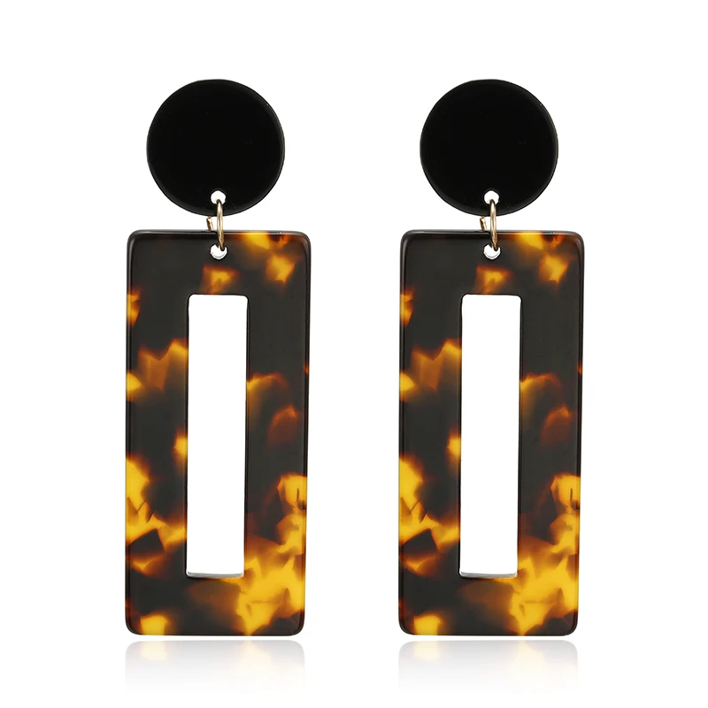 

Fashion Leopard Print Multi-Color Acrylic Drop Earrings for Women Personality Simple Geometric Pendant Earrings square jewelry