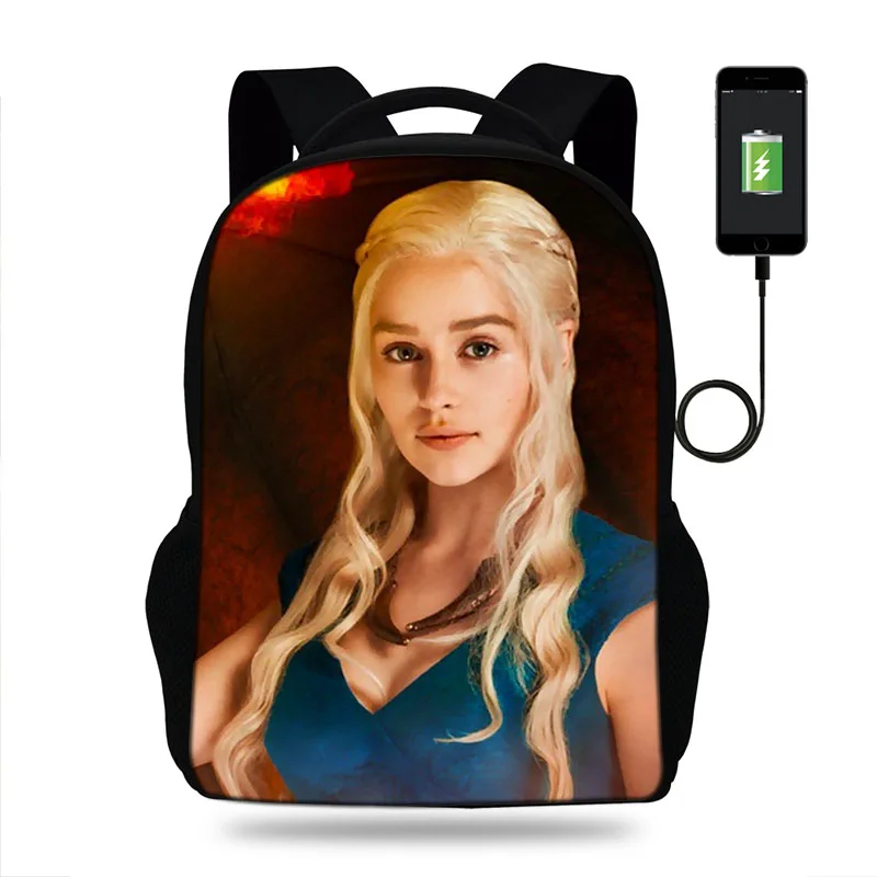 Популярность Khaleesi Daenerys Targaryen рюкзак с изображением Игры престолов Мать дракона