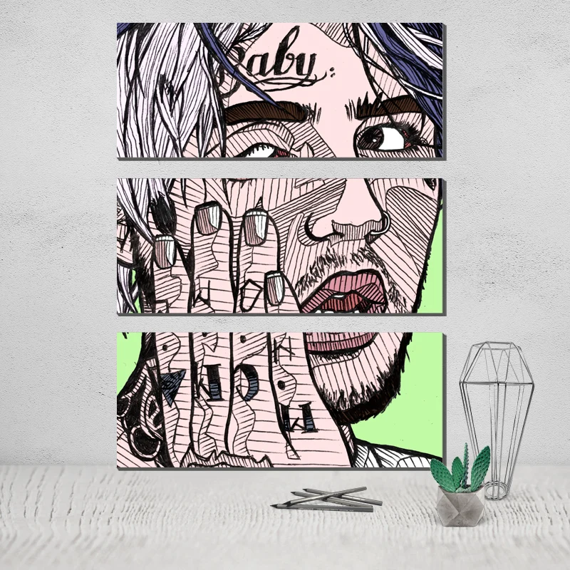 

The Triptych Lil Peep 3 Panel Wall Art Photo Canvas Poster Canvas The Wall Paintings for Room The Decoration on The Wall Tableau