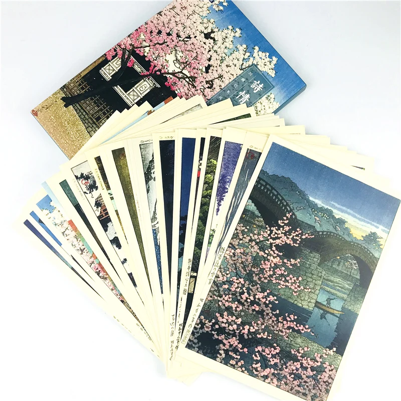 24 листа/набор японский поэтический пейзаж большая открытка поздравительная открытка подарок на день рождения открытка с сообщением