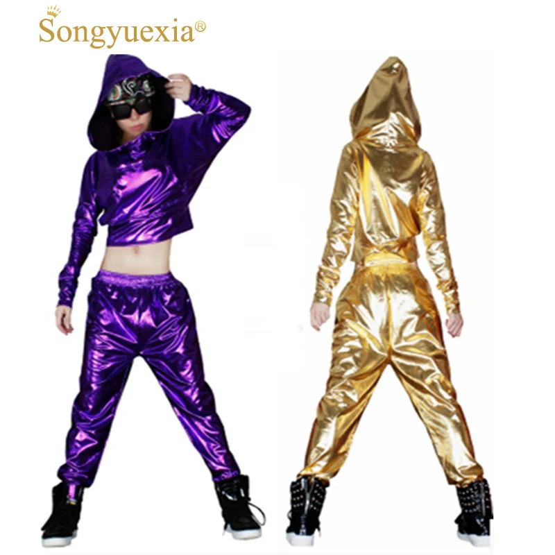 

2017 Women's Jazz Dance Clothing Loose Coat with DS Even Hat Hip-Pop for woman/man long-sleeves with hat modern dancwear 3colors