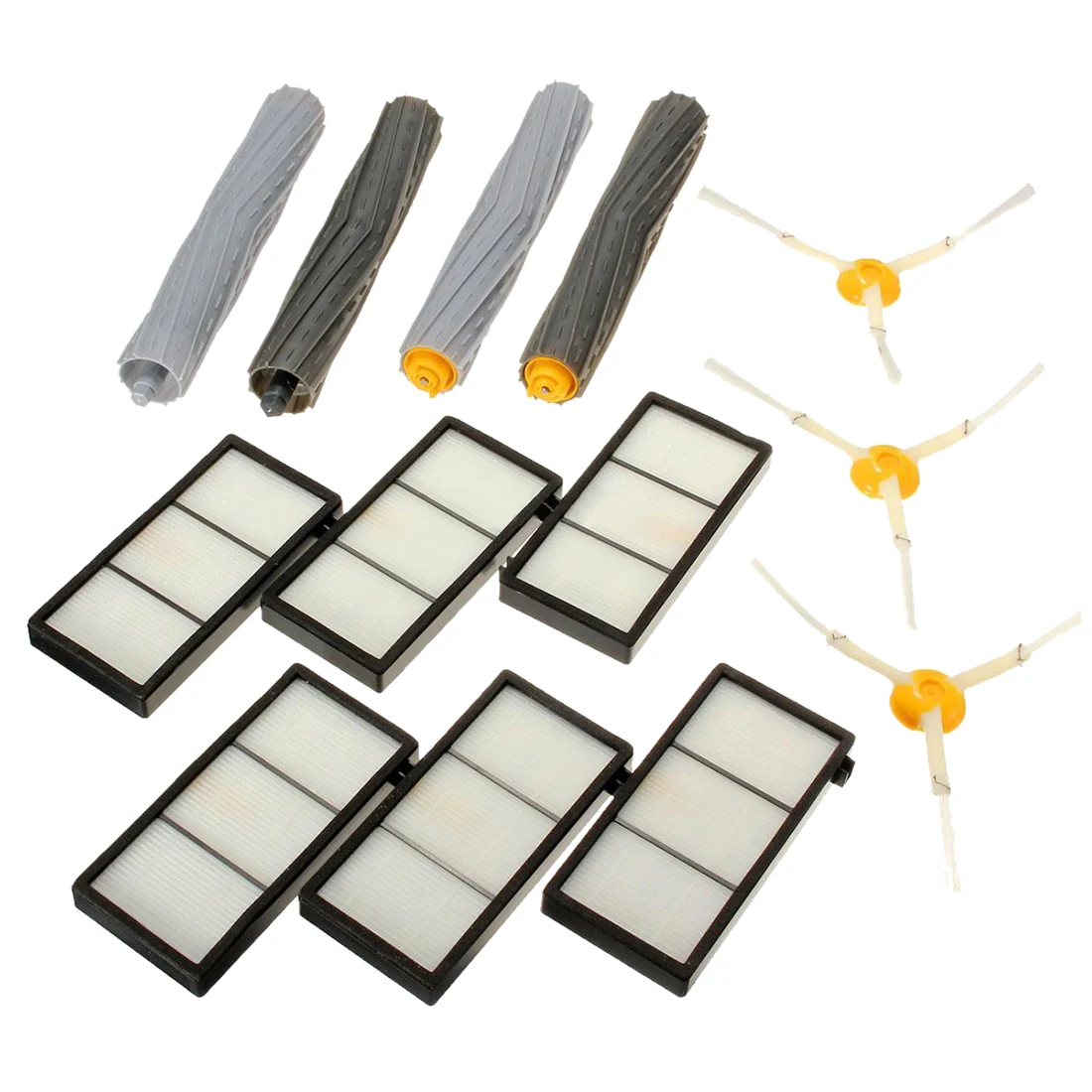 

6pcs Hepa Filter+ 3pcs 3-Armed Side Brushes + 4pcs Debris Extractor Brushes for iRobot Roomba 800/900 Series aspirador accessory
