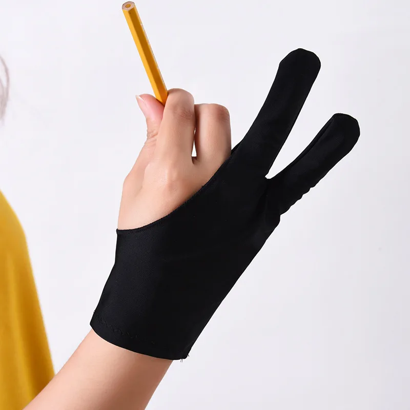 Рисование игрушечные аксессуары 2 пальца анти-обрастающие перчатки черный перчатка художника для графического планшета образовательный