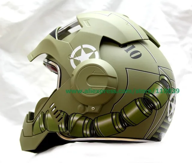 Masei Green Zaku US Army Stormtrooper 610 Motorcycle Harley Chopper DOT Open Face Helmet Free