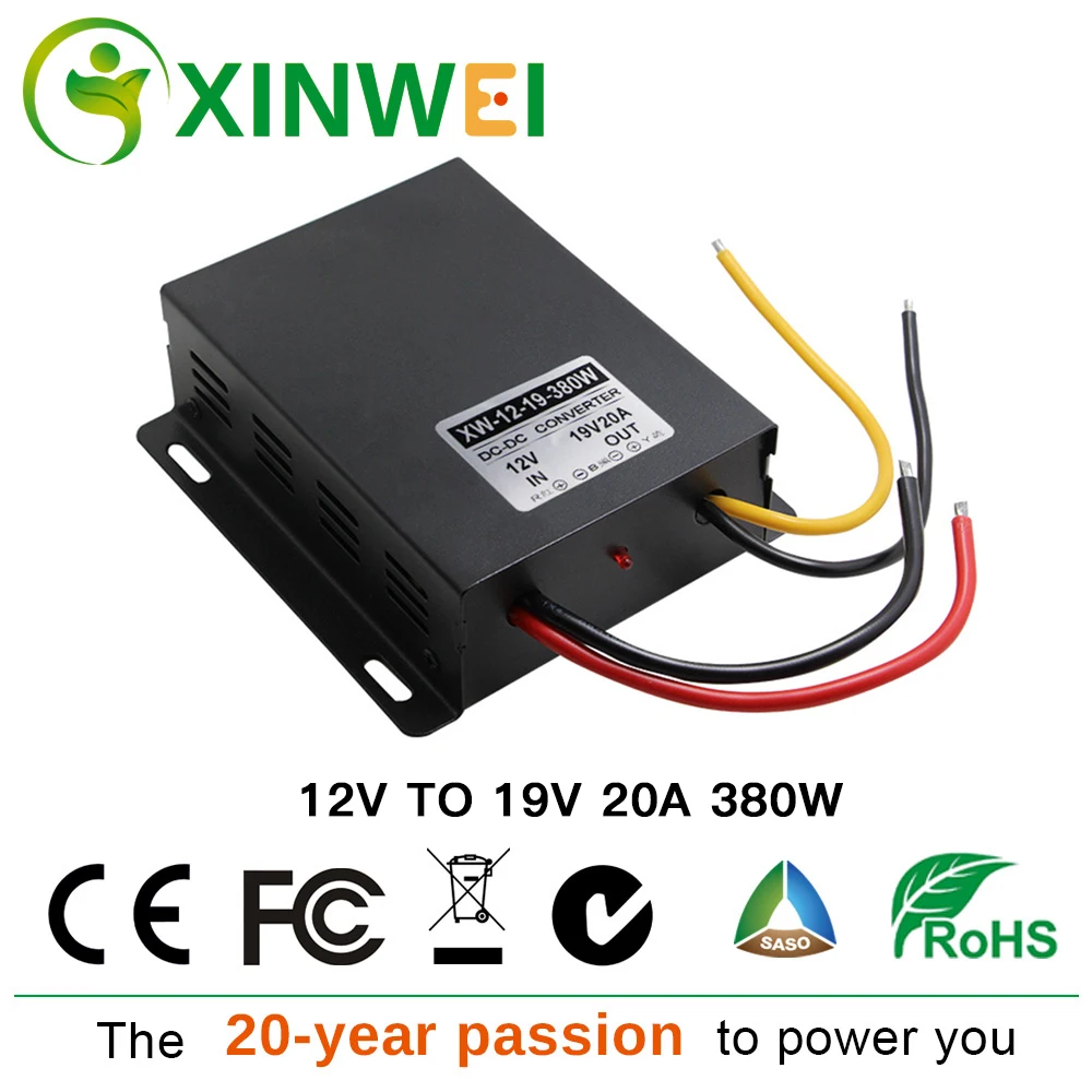 

XINWEI DC 12V To DC 19V 20A 380W Power Converter Large iron shell Inverters & Converters Not waterproof For Car Alarms Ect.