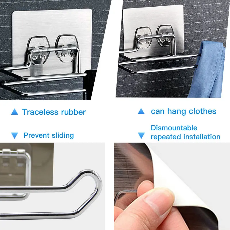 الحمام تخزين دائم الالتصاق الرف لفة ورقة تخزين حامل منشفة بار للحمام المطبخ المرحاض ورقة منشفة المنظم